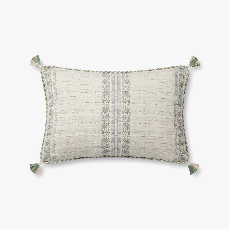 Loloi PLL0113 Sage / Ivory Pillow White Cliff Studio Throw Pillows