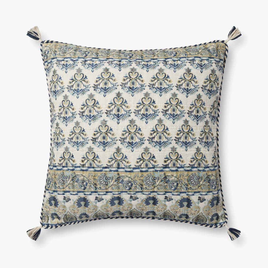 Loloi PLL0114 Blue / Multi Pillow White Cliff Studio Throw Pillows