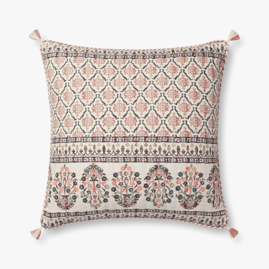 Loloi PLL0115 Pink / Multi Pillow White Cliff Studio Throw Pillows