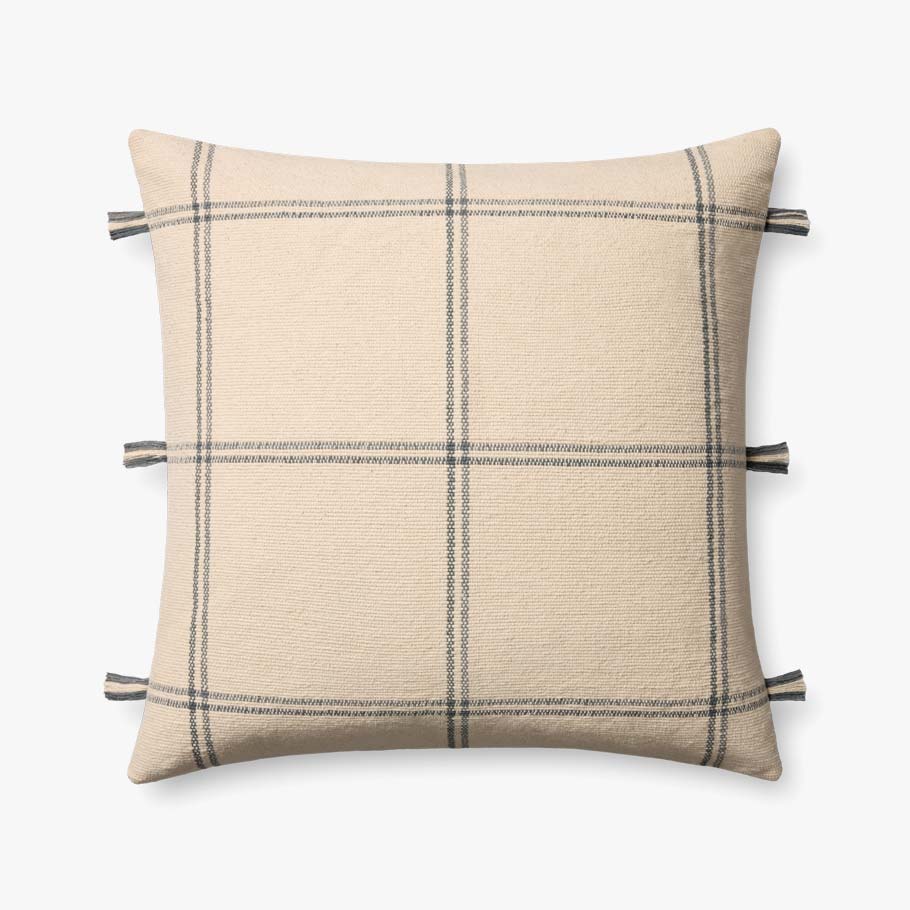 Amber Lewis x Loloi Lainey Natural / Blue Pillow White Cliff Studio Throw Pillows