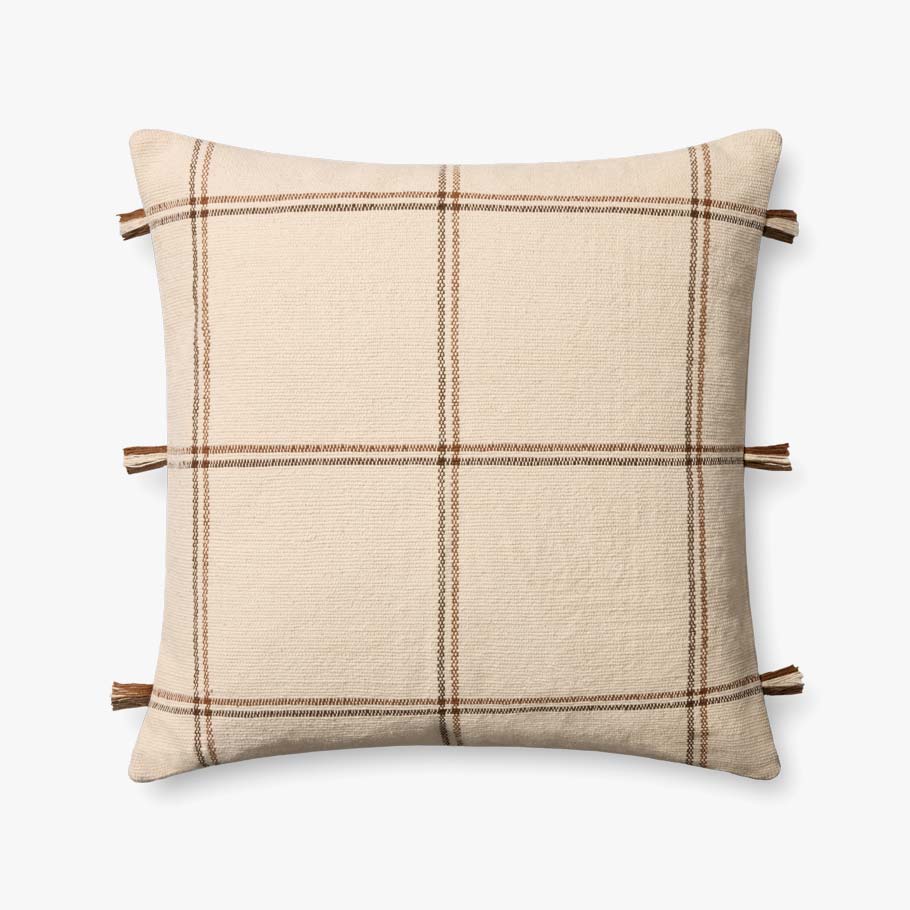 Amber Lewis x Loloi Lainey Natural / Brown Pillow White Cliff Studio Throw Pillows