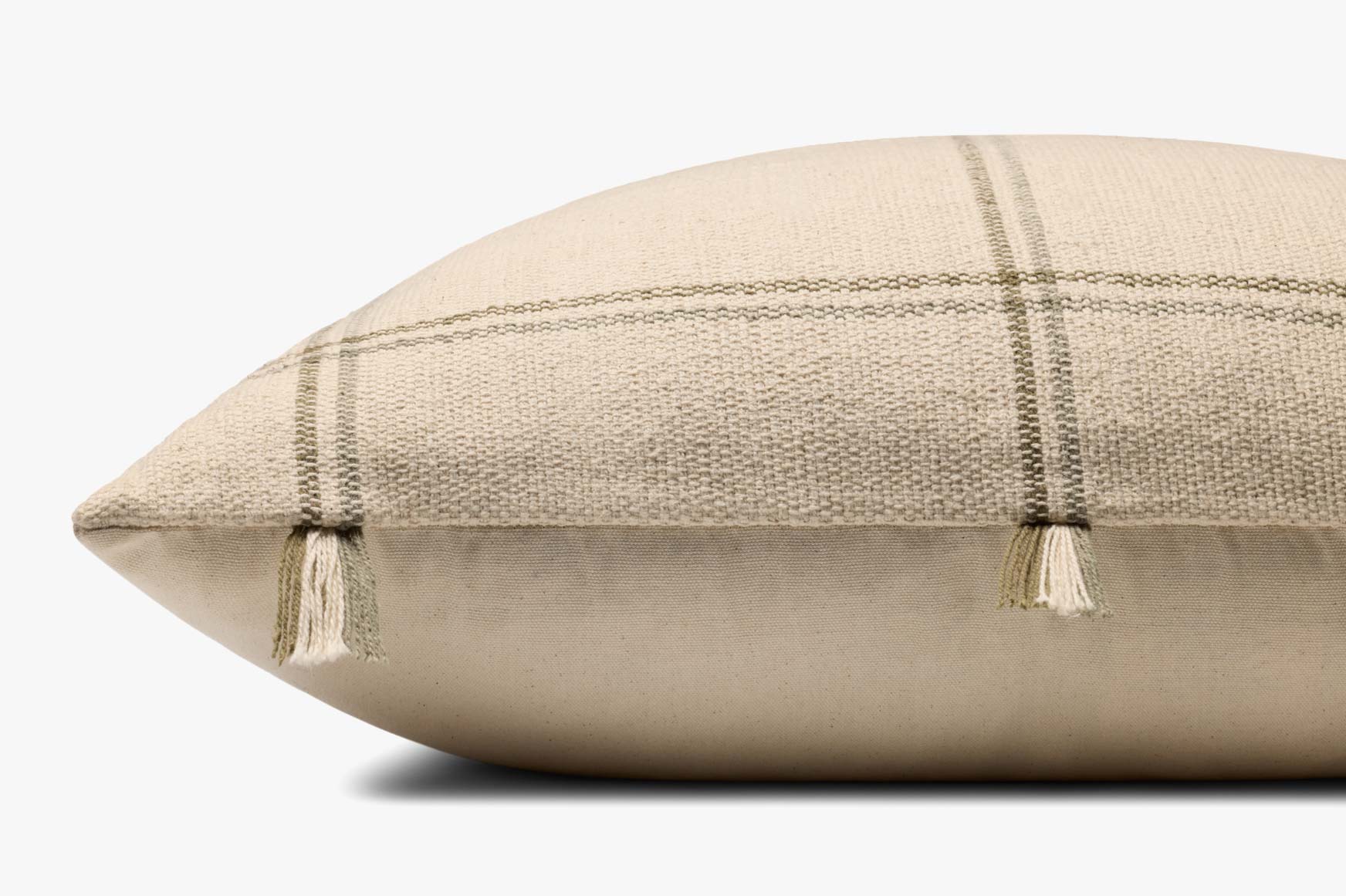 Amber Lewis x Loloi Lainey Natural / Olive Pillow White Cliff Studio Throw Pillows