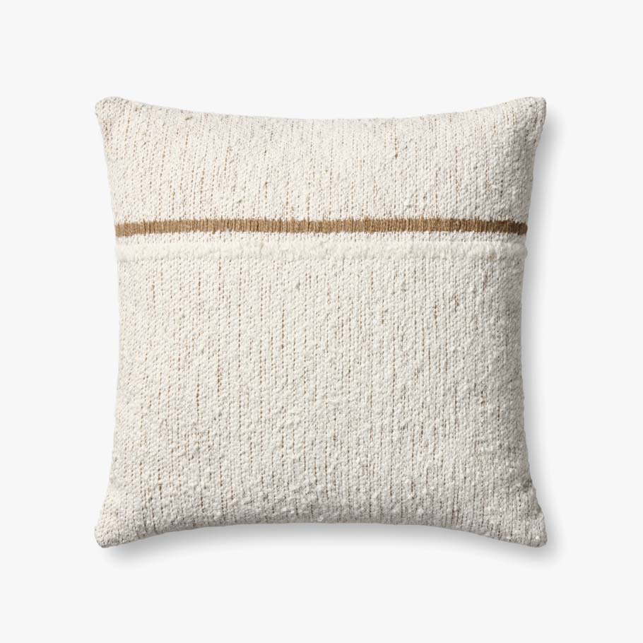 Loloi Pll0192 Ivory / Rustic Brown Pillow White Cliff Studio Throw Pillows