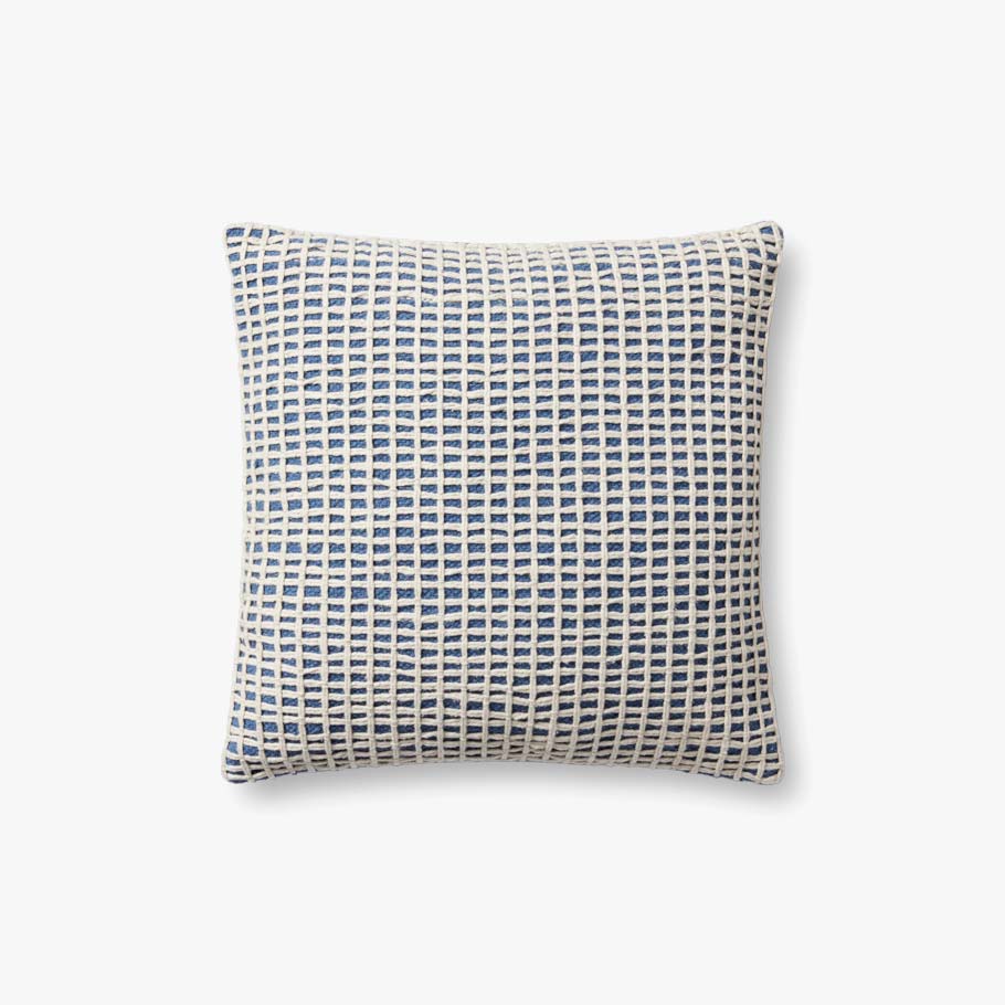 Loloi PLL0119 Blue / Ivory Pillow White Cliff Studio Throw Pillows