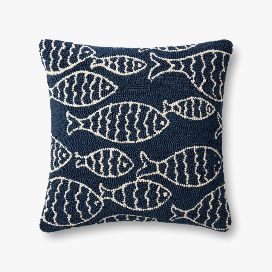 Loloi P0908 Navy Pillow White Cliff Studio Throw Pillows