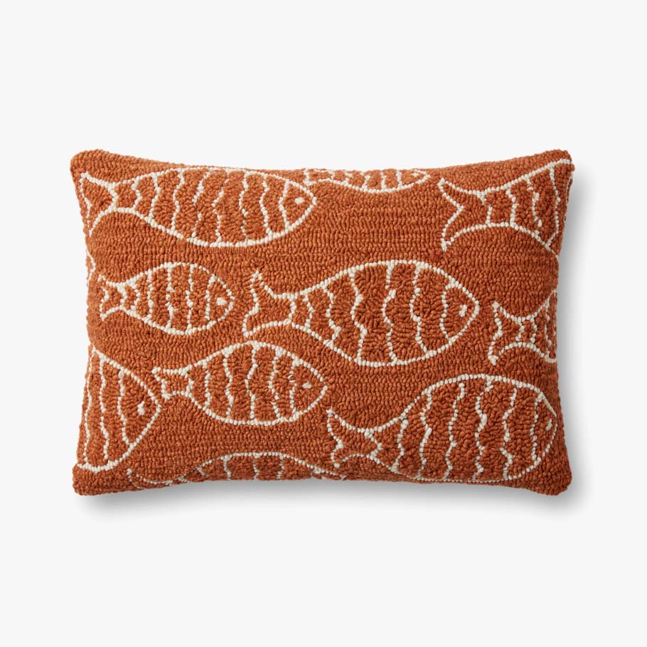 Loloi P0908 Orange Pillow White Cliff Studio Throw Pillows