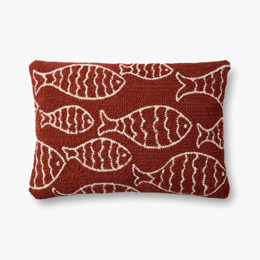 Loloi P0908 Red Pillow White Cliff Studio Throw Pillows