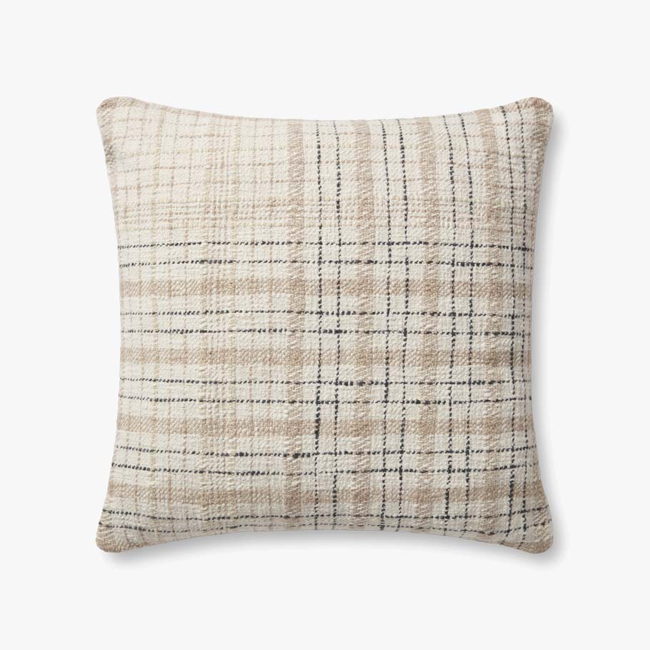 Chris Loves Julia x Loloi Cricket Beige / Black Pillow White Cliff Studio Throw Pillows