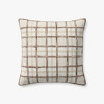 Chris Loves Julia x Loloi Norman Ivory / Brown Pillow White Cliff Studio Throw Pillows