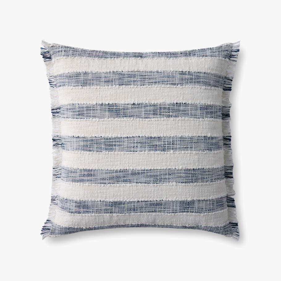 Loloi PLL0134 Blue / Ivory Pillow White Cliff Studio Throw Pillows