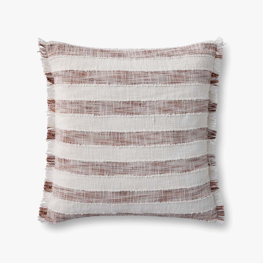Loloi PLL0134 Rust / Ivory Pillow White Cliff Studio Throw Pillows