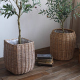 Natural Wicker Floor Planter Basket with Liner
