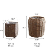 Natural Wicker Floor Planter Basket with Liner