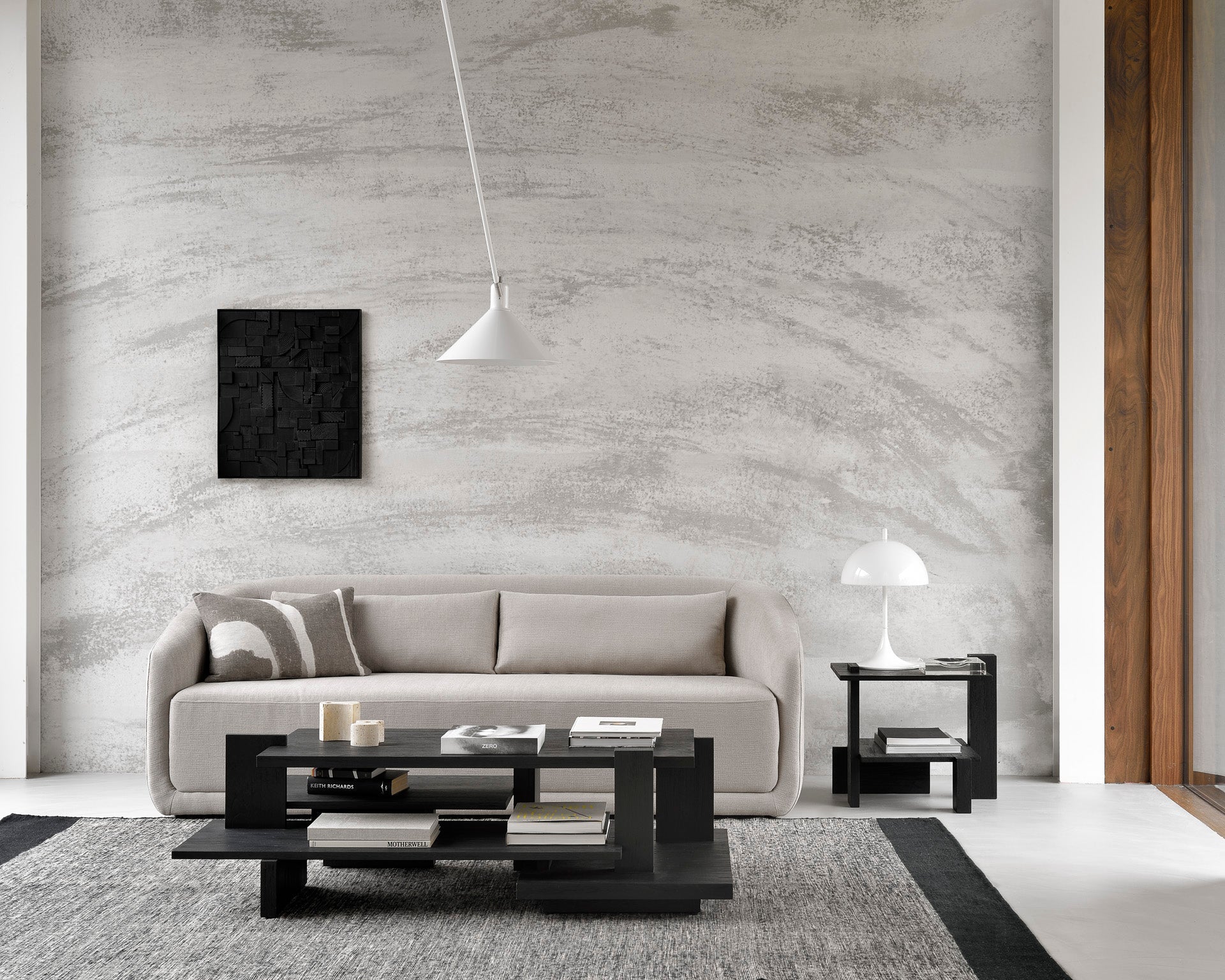 Abstract coffee table - varnished teak - black - rectangular White Cliff Studio COFFEE TABLE