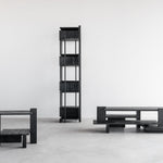 Abstract coffee table - varnished teak - black - rectangular White Cliff Studio COFFEE TABLE