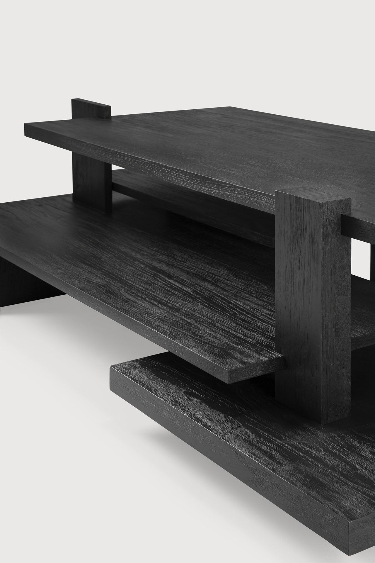 Abstract coffee table - varnished teak - black - rectangular White Cliff Studio COFFEE TABLE
