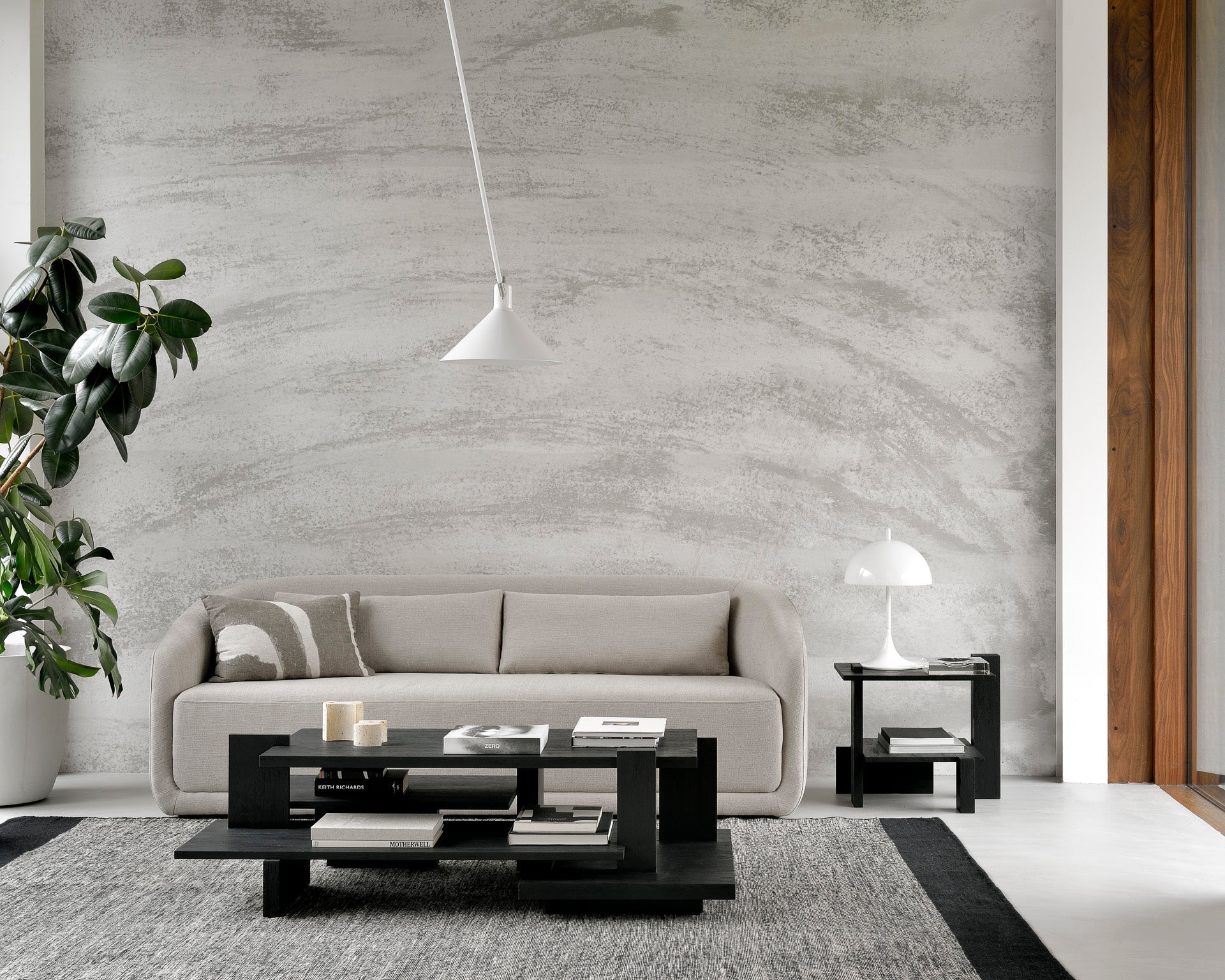 Abstract coffee table - varnished teak - black - rectangular White Cliff Studio COFFEE TABLE