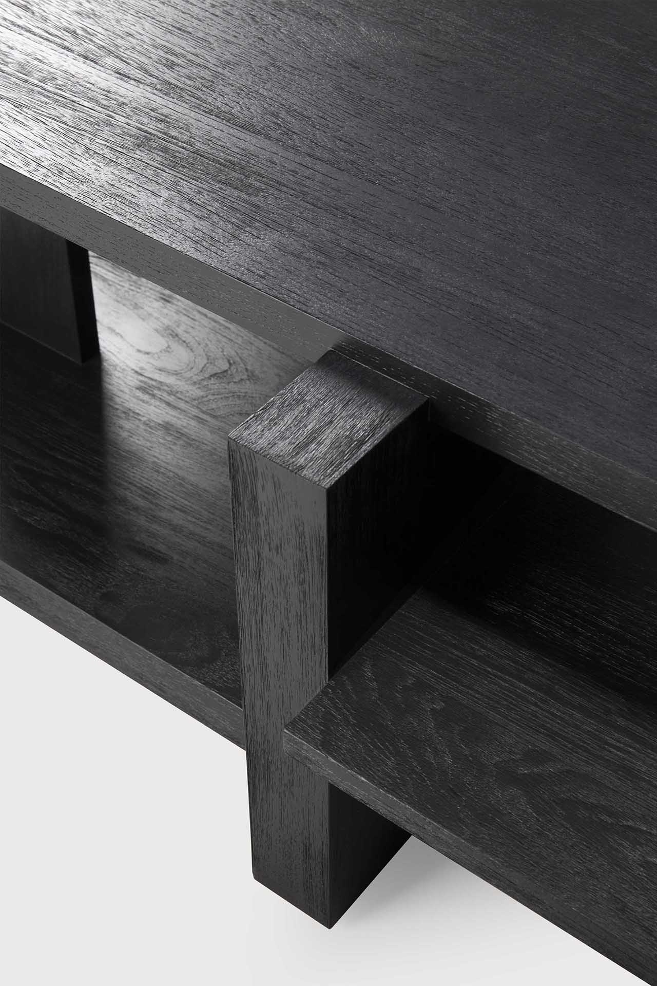 Abstract coffee table - varnished teak - black - rectangular White Cliff Studio COFFEE TABLE