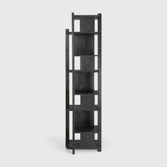 Abstract column - varnished teak - black White Cliff Studio Wall Shelf