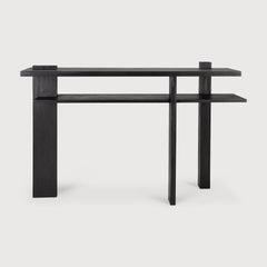 Abstract console - varnished teak - black White Cliff Studio Console Table