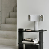 Abstract side table - varnished teak - black - rectangular White Cliff Studio Side Table