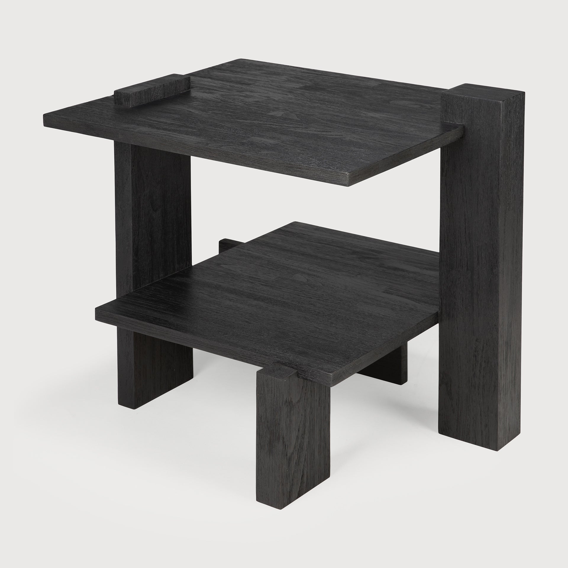 Abstract side table - varnished teak - black - rectangular White Cliff Studio Side Table