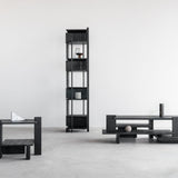 Abstract side table - varnished teak - black - rectangular White Cliff Studio Side Table