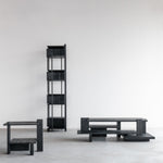 Abstract side table - varnished teak - black - rectangular White Cliff Studio Side Table