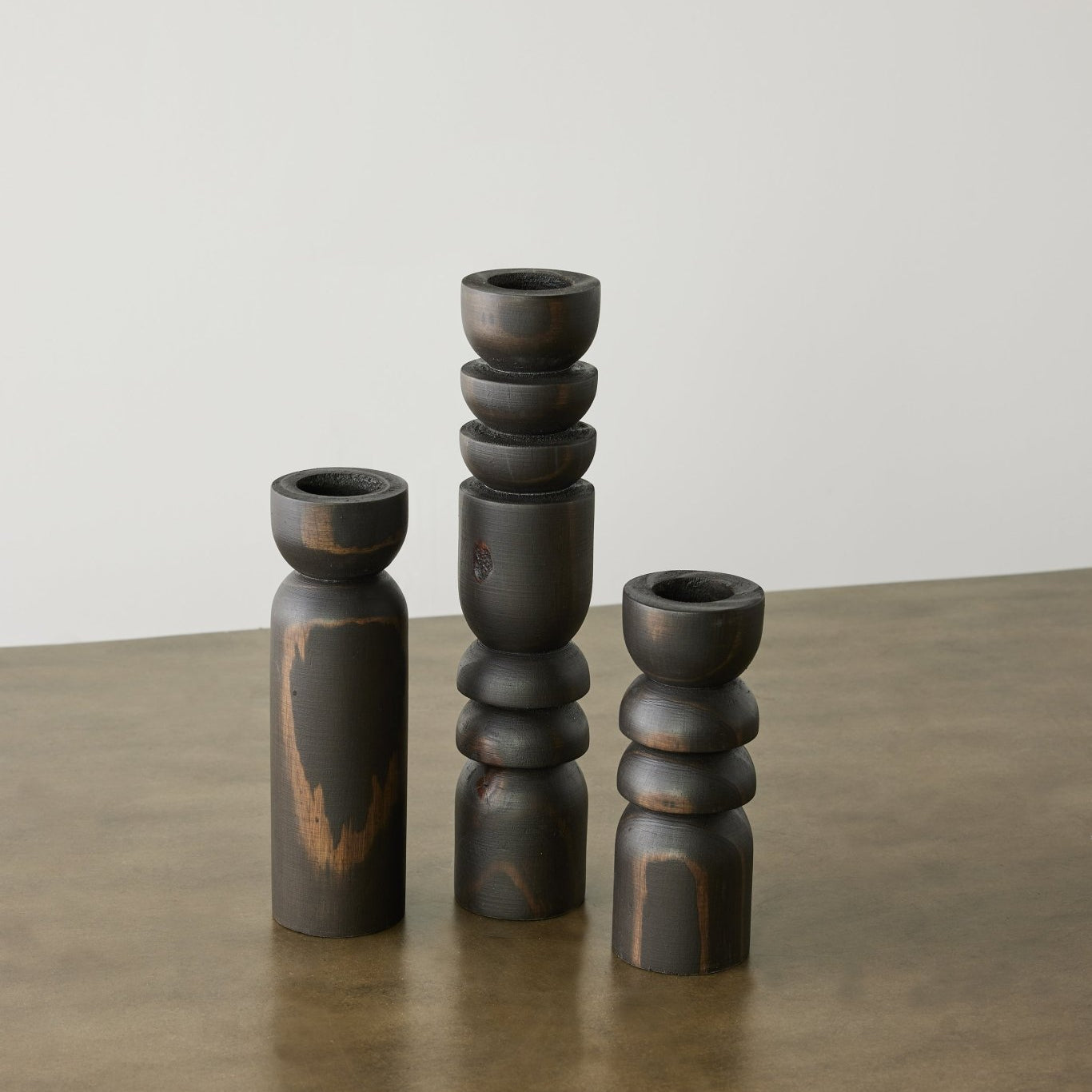 Abstract Wooden Tealight Totem Candle Holder