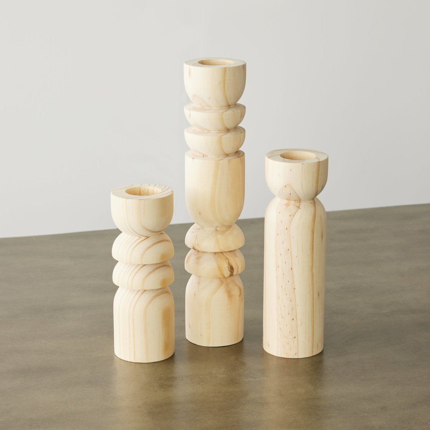 Abstract Wooden Tealight Totem Candle Holder