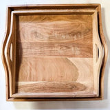 Acacia Wood Trays w Handles White Cliff Studio Serving Boards