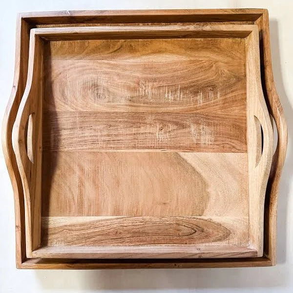 Acacia Wood Trays w Handles White Cliff Studio Serving Boards