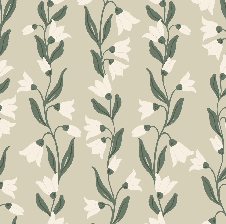 Agatha Wallpaper by Gabriela Dachin White Cliff Studio Florals and Botanicals