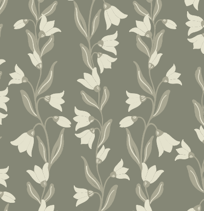 Agatha Wallpaper by Gabriela Dachin White Cliff Studio Florals and Botanicals
