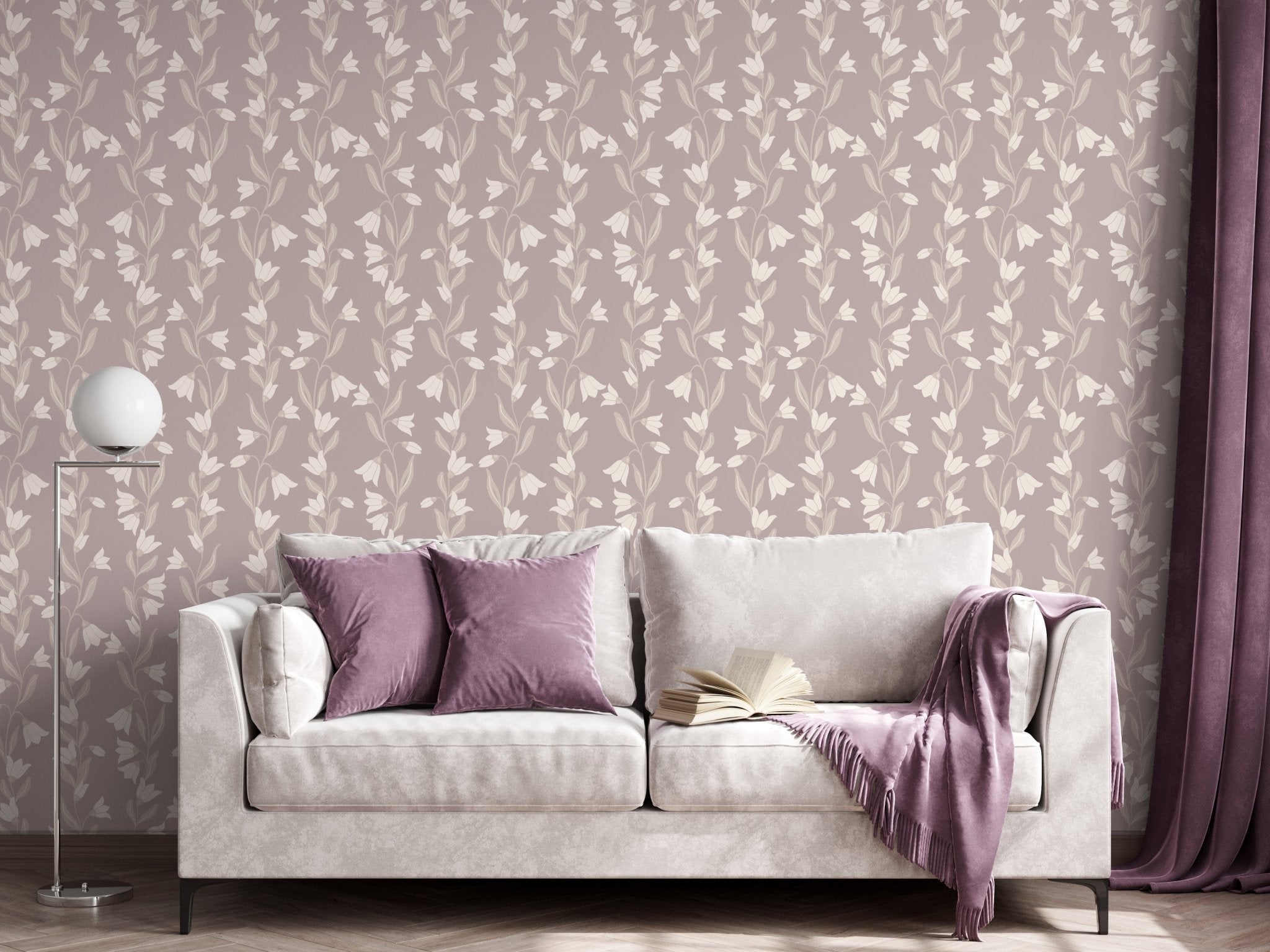 Agatha Wallpaper by Gabriela Dachin White Cliff Studio Florals and Botanicals