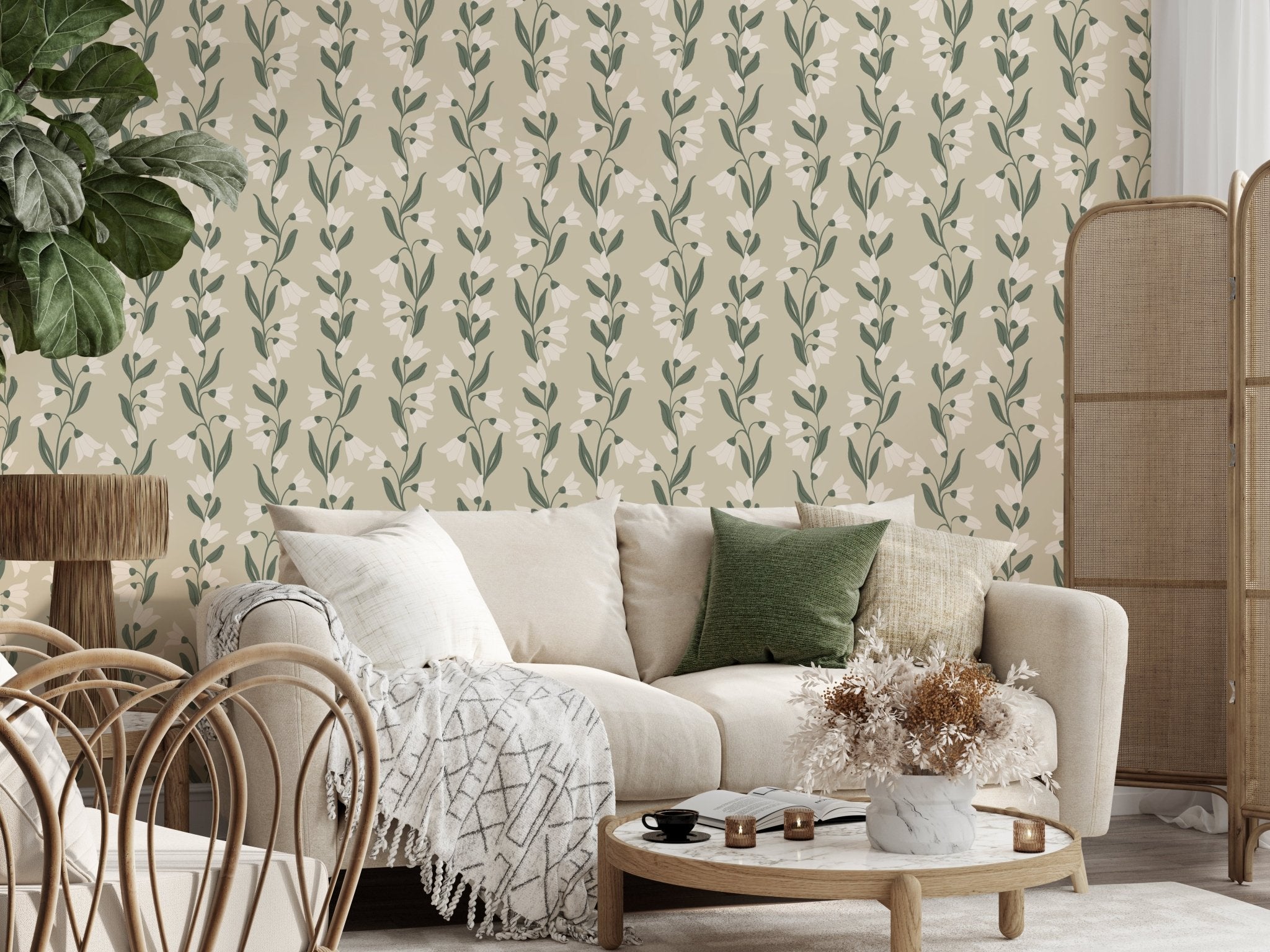 Agatha Wallpaper by Gabriela Dachin White Cliff Studio Florals and Botanicals