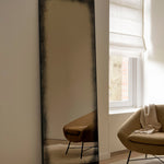 Aged floor mirror - Bronze - black metal frame - heavy aged - rectangular White Cliff Studio Floor Mirror