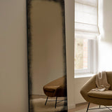 Aged floor mirror - Bronze - black metal frame - heavy aged - rectangular White Cliff Studio Floor Mirror