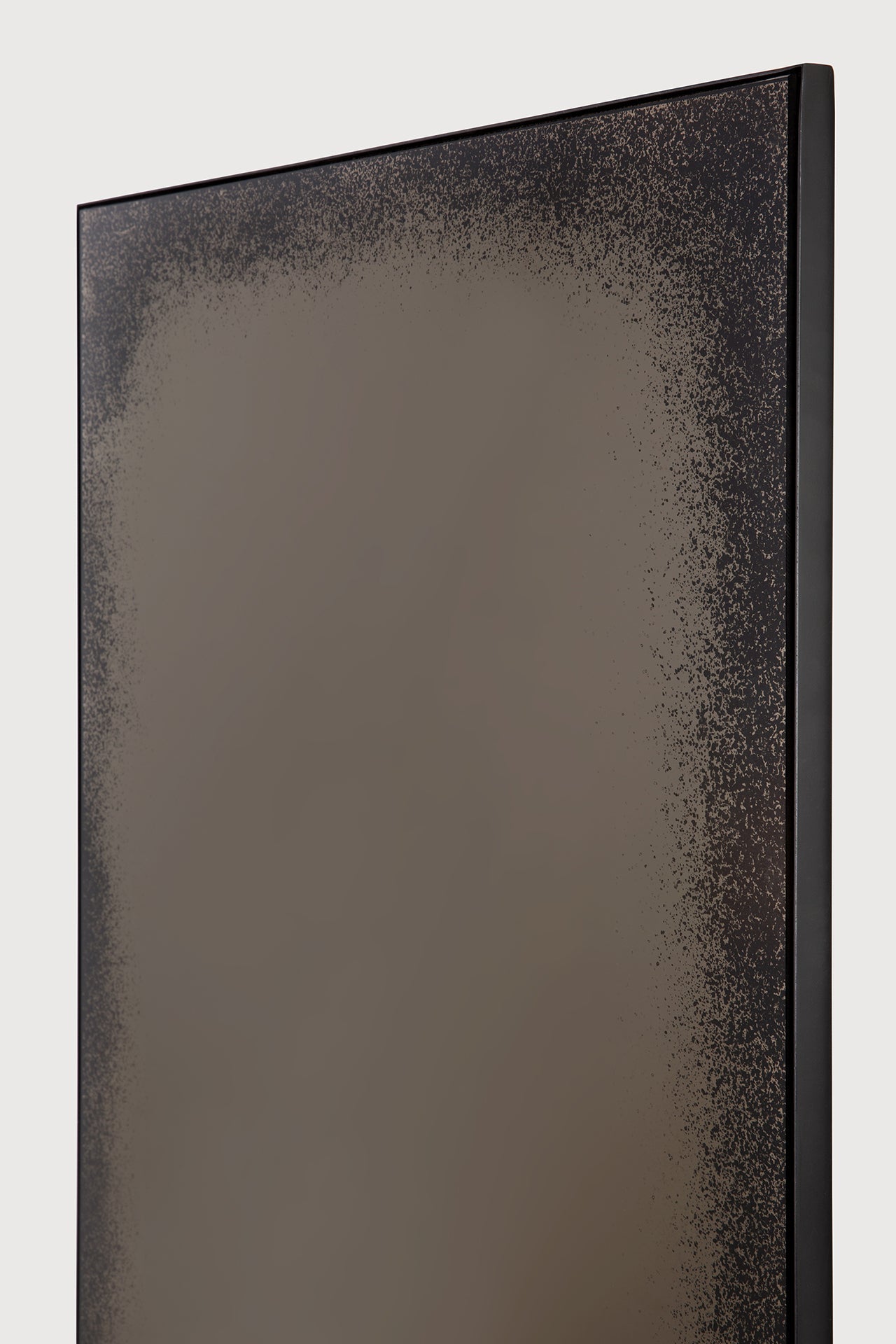 Aged floor mirror - Bronze - black metal frame - heavy aged - rectangular White Cliff Studio Floor Mirror