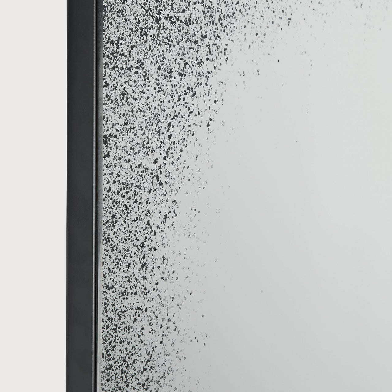 Aged floor mirror - Clear - black metal frame - medium aged - rectangular White Cliff Studio Floor Mirror