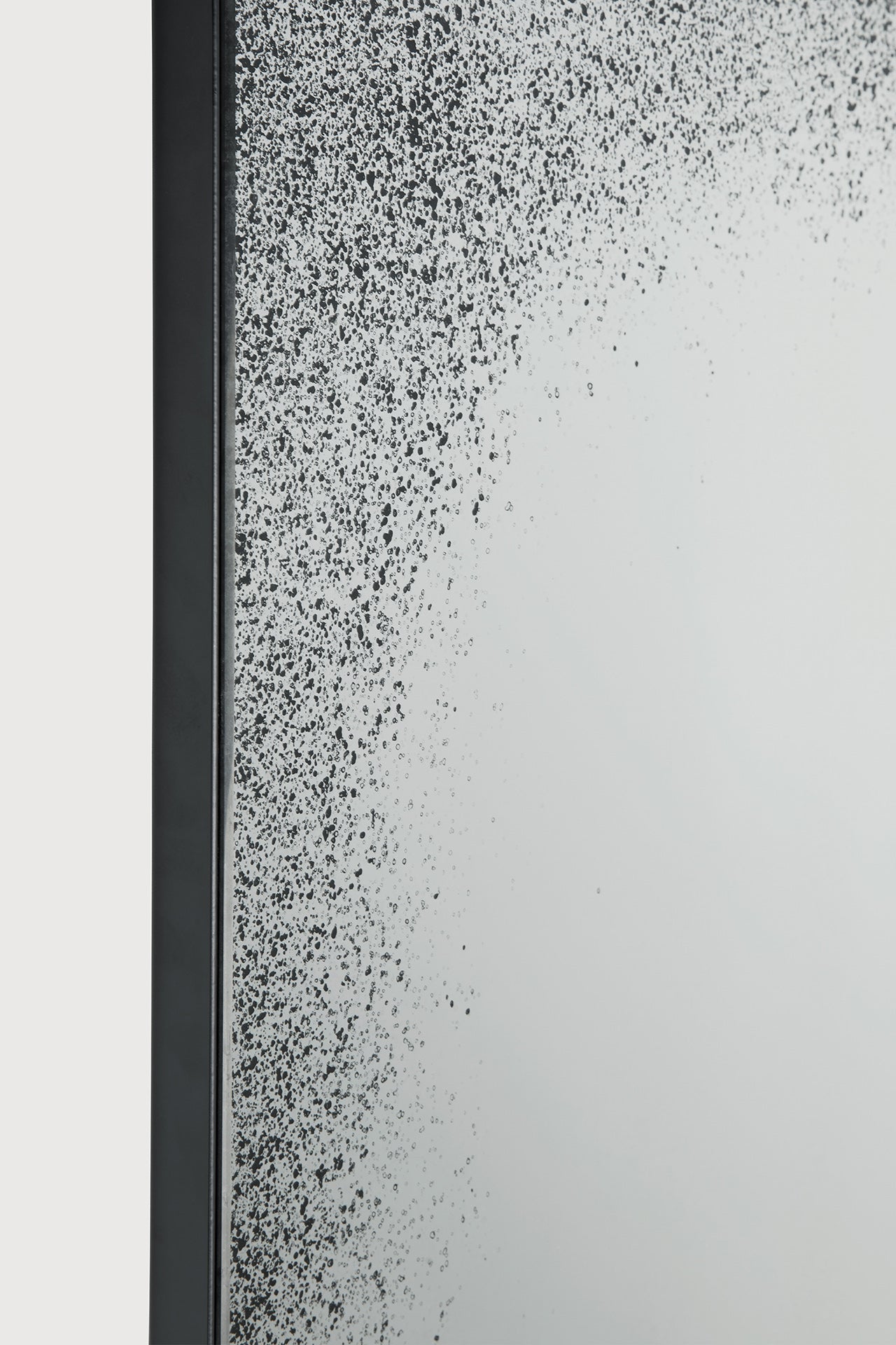 Aged floor mirror - Clear - black metal frame - medium aged - rectangular White Cliff Studio Floor Mirror