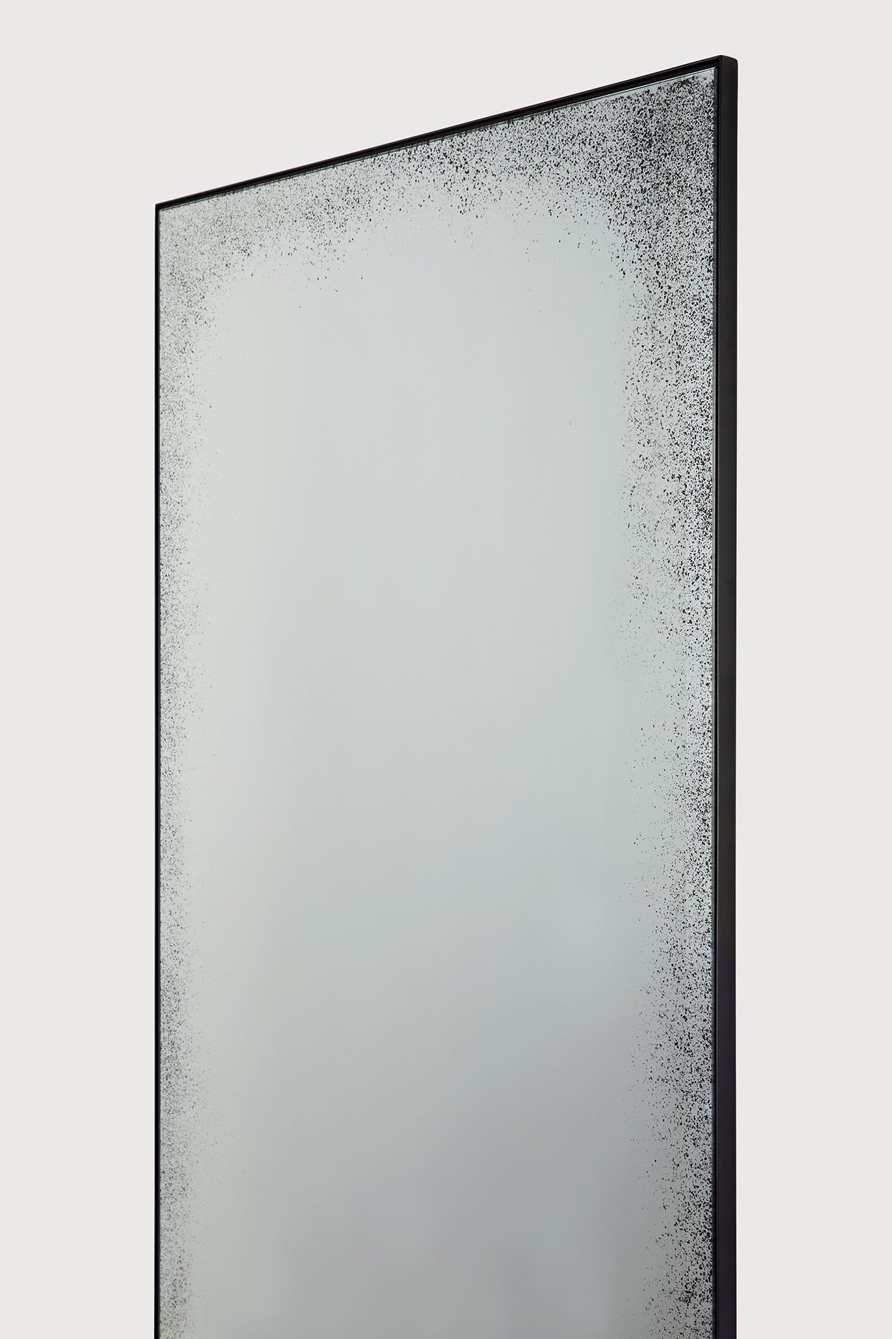Aged floor mirror - Clear - black metal frame - medium aged - rectangular White Cliff Studio Floor Mirror