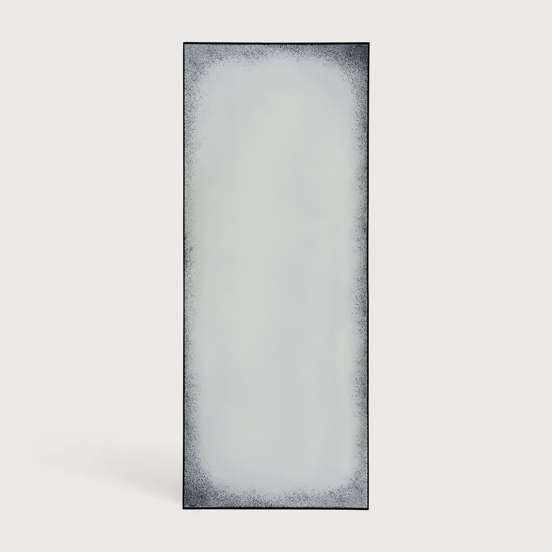 Aged floor mirror - Clear - black metal frame - medium aged - rectangular White Cliff Studio Floor Mirror