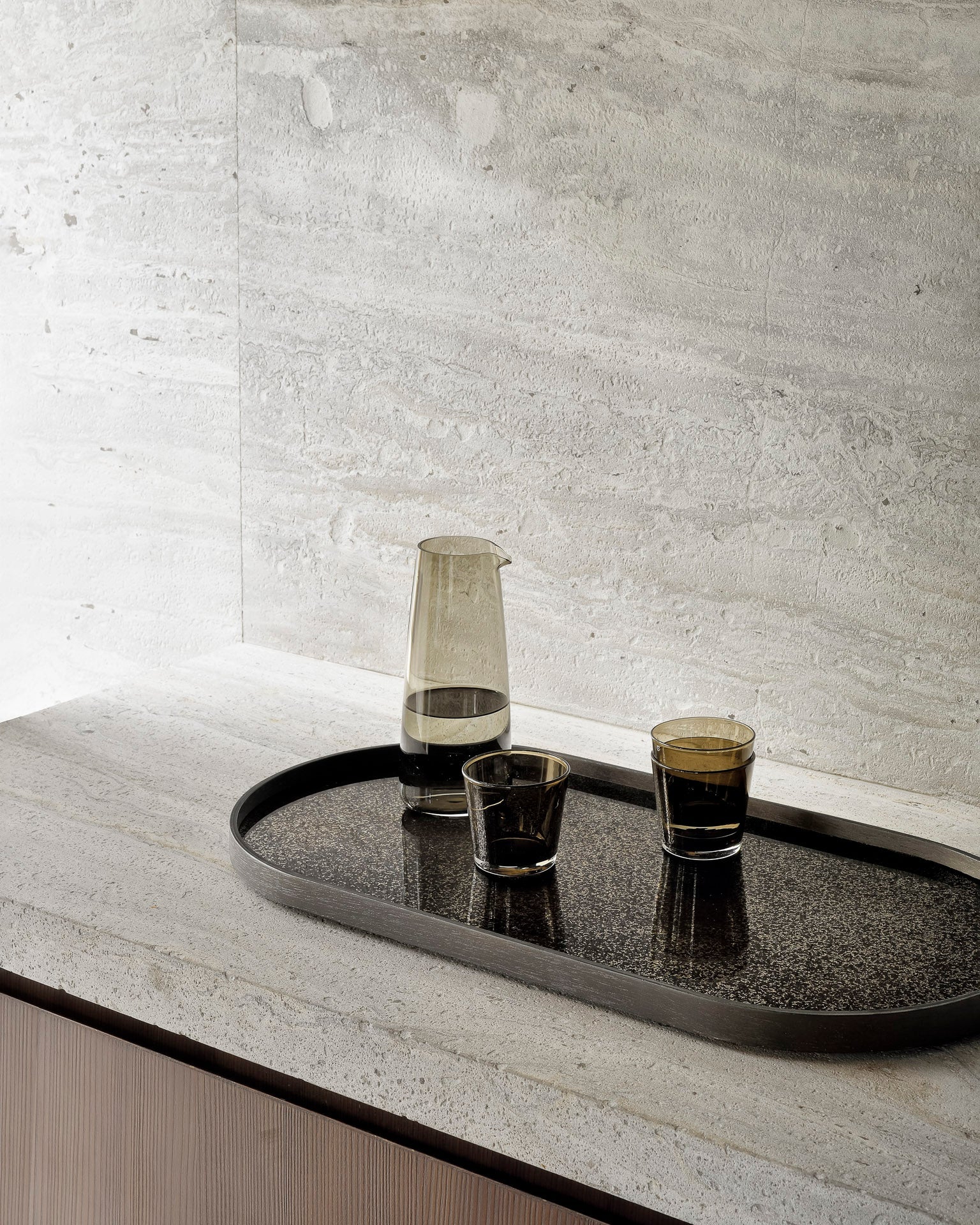 Aged tray - mirror - Bronze - oblong - M White Cliff Studio Trays