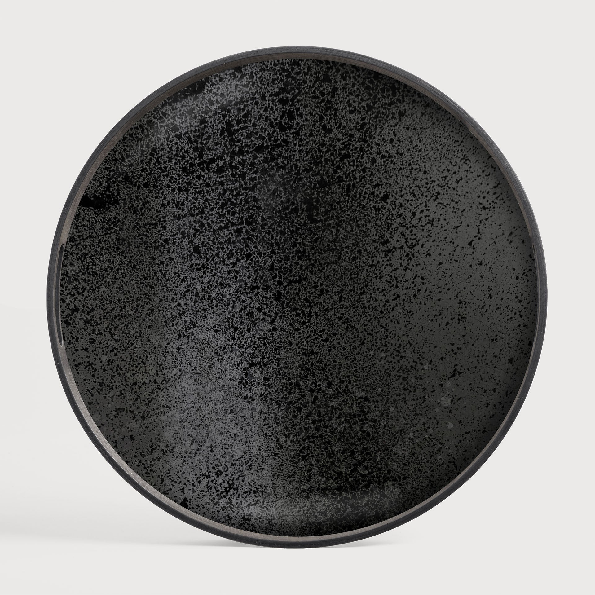 Aged tray - mirror - Charcoal - round - S White Cliff Studio Trays