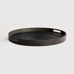 Aged tray - mirror - Charcoal - round - S White Cliff Studio Trays