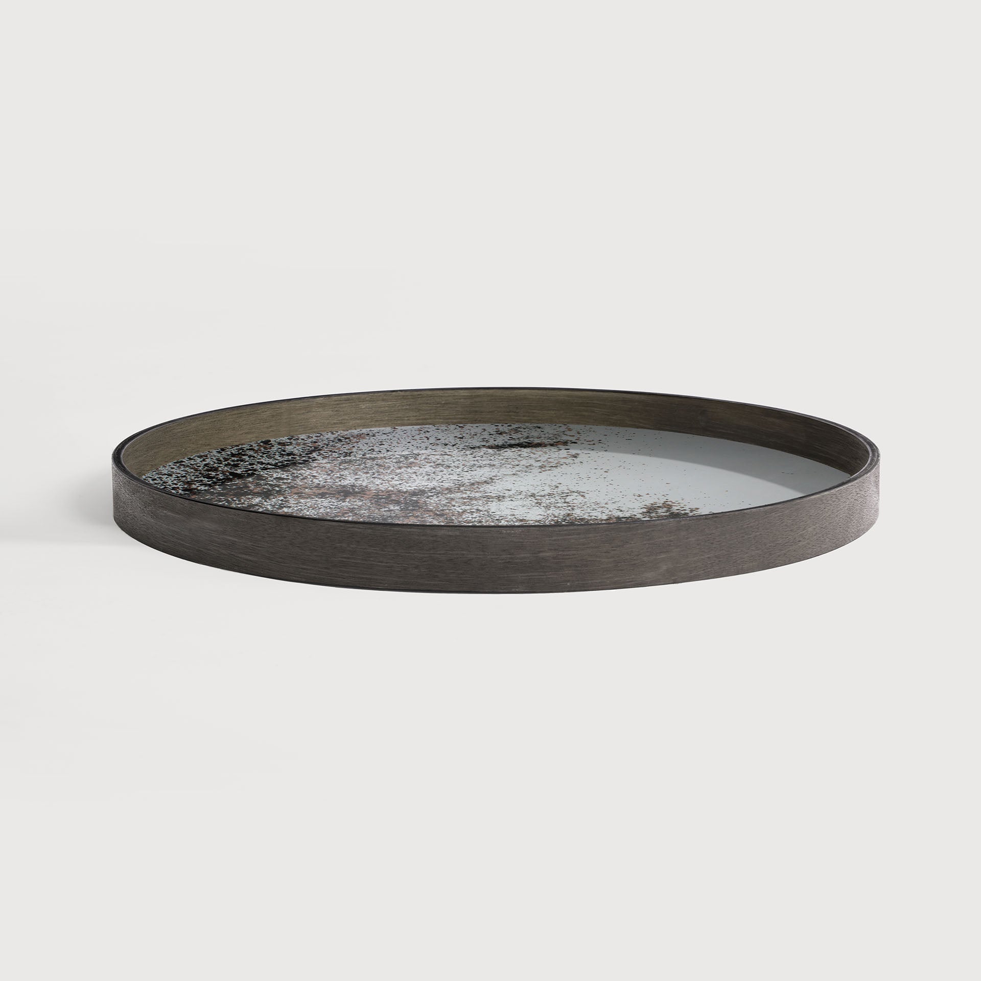 Aged tray - mirror - Clear - round - L White Cliff Studio Trays