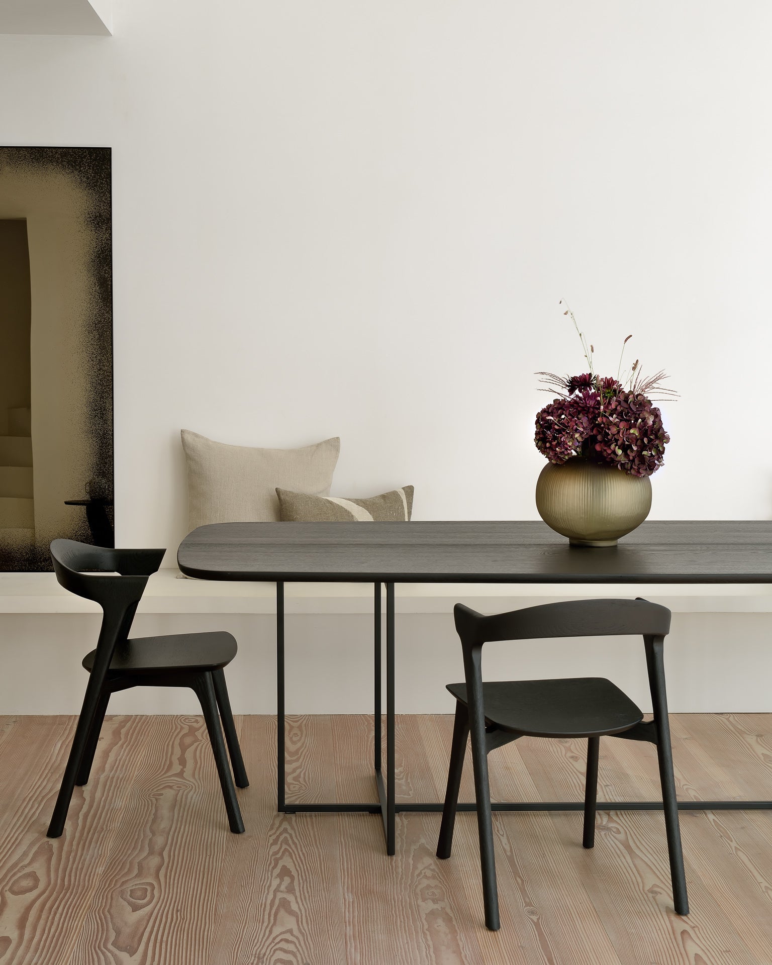 Aged wall mirror - Bronze - black metal frame - heavy aged - rectangular White Cliff Studio Wall Mirror