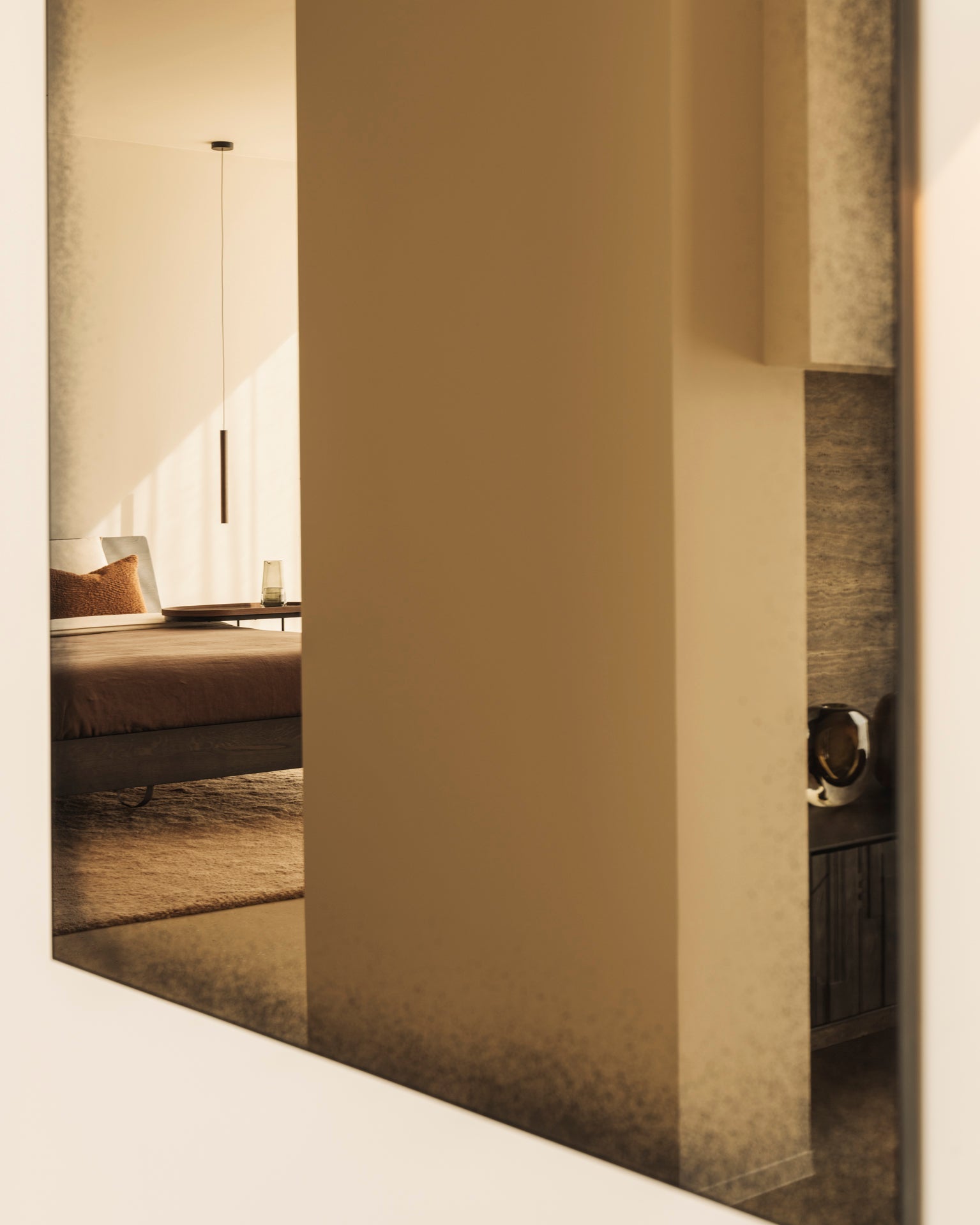 Aged wall mirror - Bronze - black metal frame - heavy aged - rectangular White Cliff Studio Wall Mirror