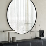 Aged wall mirror - Clear - wooden frame - medium aged - round White Cliff Studio Wall Mirror